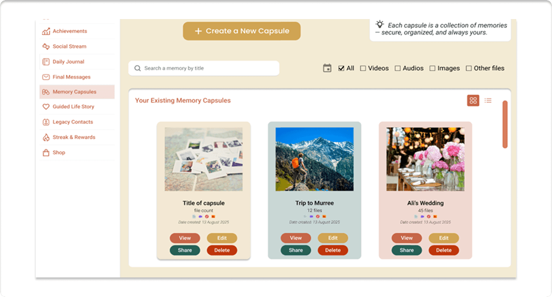 Memory Capsules Preview